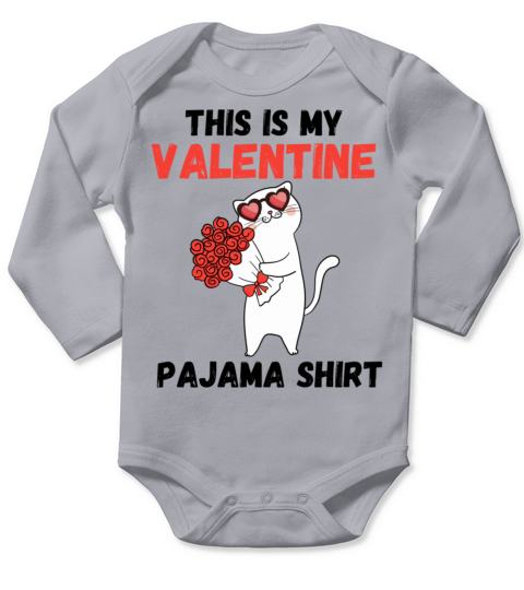 This Is My Valentine Pajama Cute Cat Kitten SUNGLA Long Sleeve Baby One-Piece