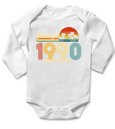 Vintage 1990 Limited Edition Gift for Birthday Long Sleeve Baby One-Piece