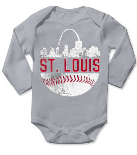 Vintage City Skyline Retro Baseball Fan St Louis F Long Sleeve Baby One-Piece