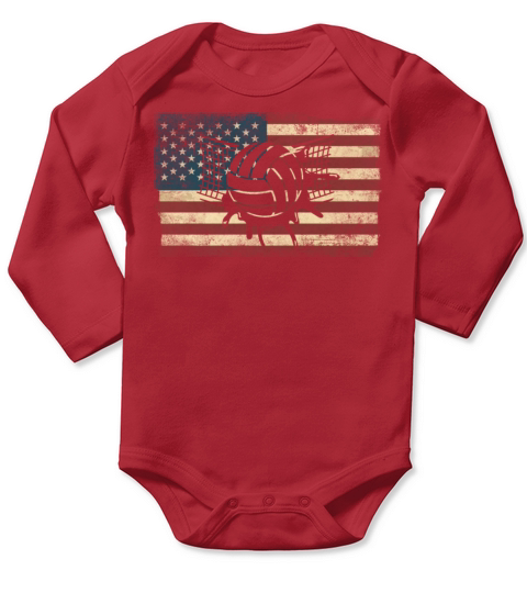Water Polo American Flag Vintage Long Sleeve Baby One-Piece