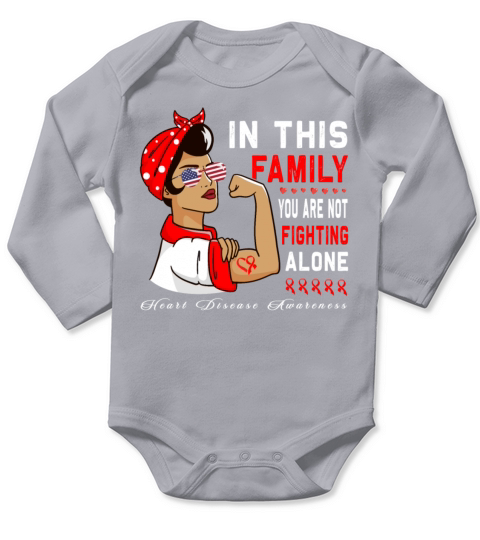Wear Red Ribbon Heart Disease Awareness Long Sleeve Baby One-Piece