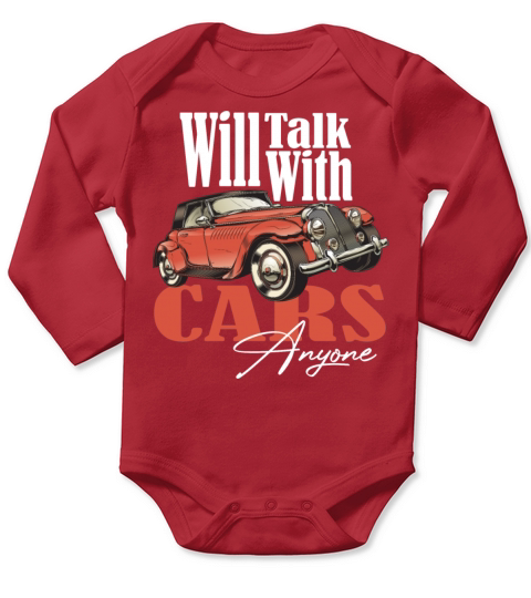 Will Talk Cars With Anyone Retro Vintage Design Long Sleeve Baby One-Piece