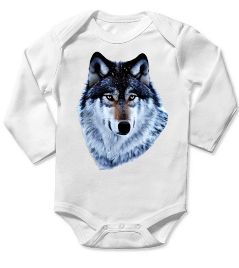 Wolf artwork design predator face imprint Long Sleeve Baby One-Piece