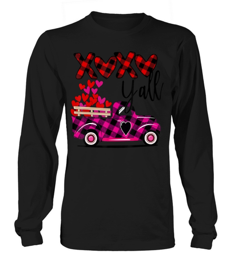 Buffalo Plaid Vintage Truck Heat XOXO Yall Valen Long sleeved Unisex