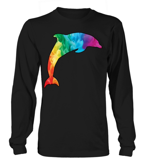 Colorful Rainbow Dolphin With Smoke And Fog Long sleeved Unisex