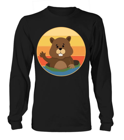 Cute Groundhog Retro Sunset Vintage Animal Lover Long sleeved Unisex