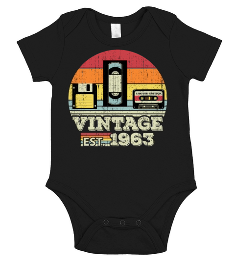 60 Year Old Vintage 1963 60th Birthday Gift Short Sleeve Baby One-Piece