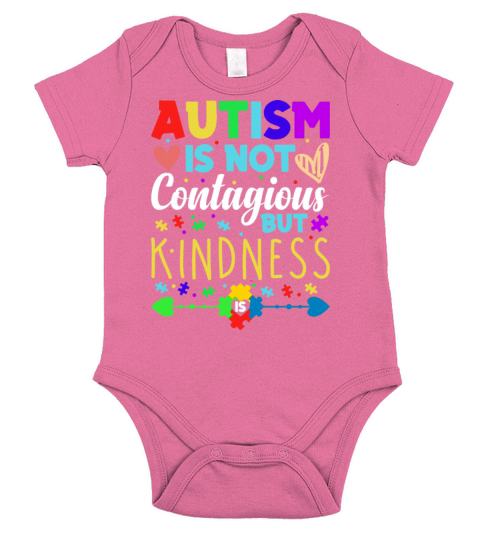 Autism Is Not Contagious but Kindness World Autism Short Sleeve Baby One-Piece
