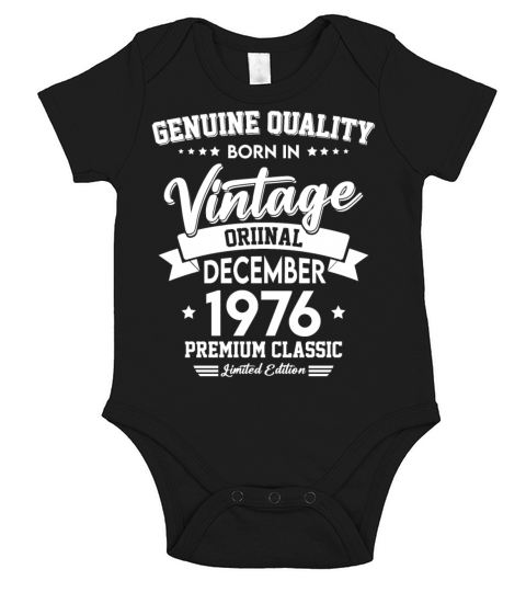Born In December 1976 Original Vintage Short Sleeve Baby One-Piece