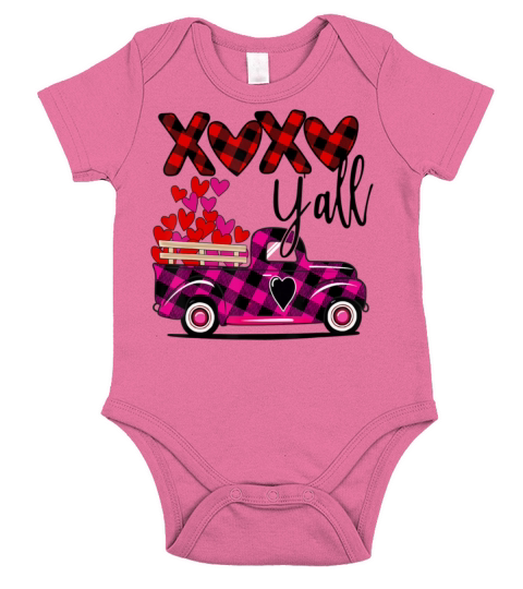 Buffalo Plaid Vintage Truck Heat XOXO Yall Valen Short Sleeve Baby One-Piece
