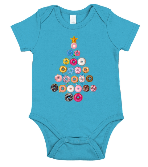 Christmas Donut Tree Funny Pajamas Gift Short Sleeve Baby One-Piece