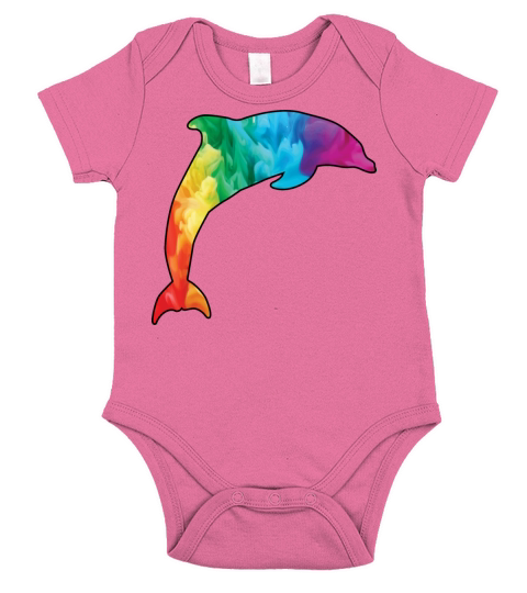 Colorful Rainbow Dolphin With Smoke And Fog Short Sleeve Baby One-Piece