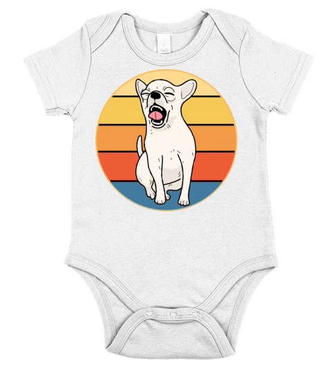 Cute Chihuahua Dog Breed Vintage Retro Sunset Short Sleeve Baby One-Piece