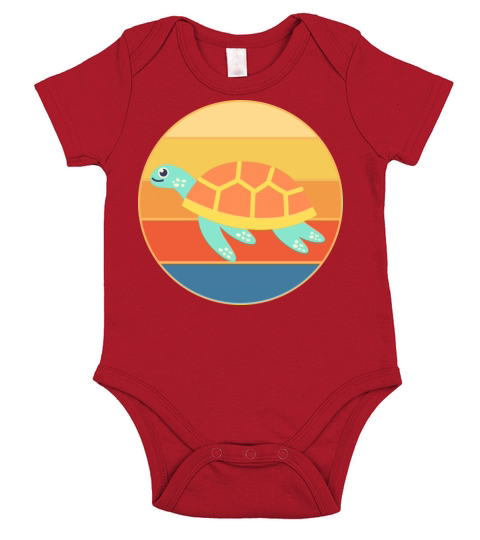 Cute Turtle Vintage Retro Sunset Marine Animal Short Sleeve Baby One-Piece