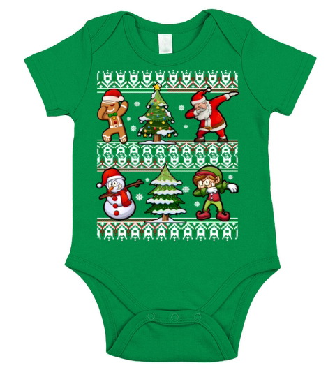Dabbing Santa Elf Snowman Gingerbread Christmas Short Sleeve Baby One-Piece