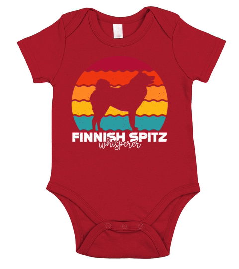 Finnish Spitz Whisperer Retro Vintage Short Sleeve Baby One-Piece