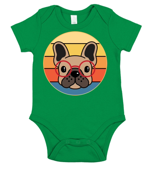 French Bulldog Dog Breed Vintage Retro Sunset Short Sleeve Baby One-Piece
