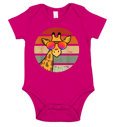 Giraffe Vintage Sunglasses Funny African Animal Short Sleeve Baby One-Piece