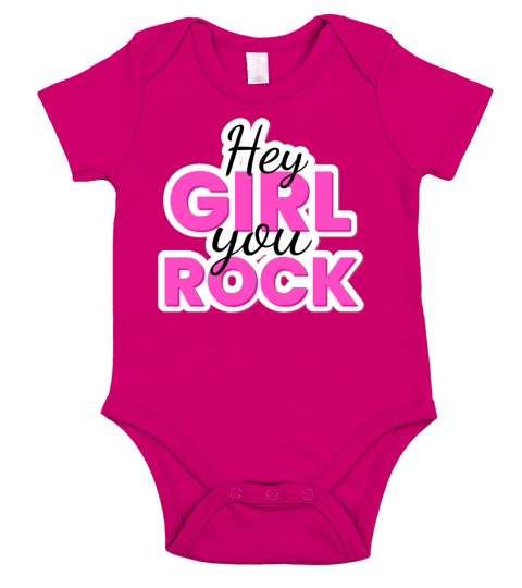 Hey girl you rock text design Short Sleeve Baby One-Piece