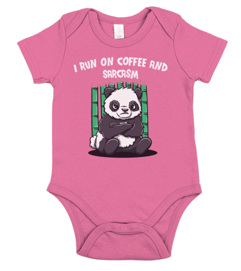 I Run on Coffee and Sarcasm Funny Coffee Lover Hum Short Sleeve Baby One-Piece