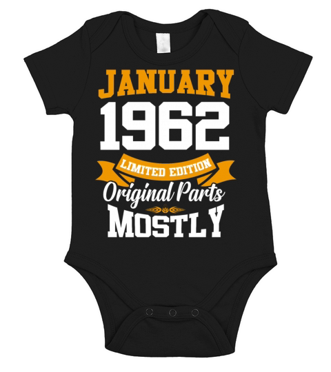 January 1962 Limited Edition Birthday Present Short Sleeve Baby One-Piece