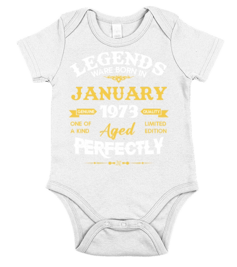January 1973 Vintage Birthday Present Short Sleeve Baby One-Piece