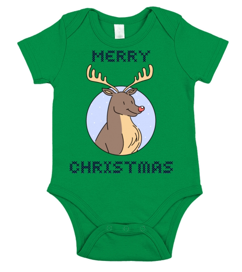Merry christmas happy holidays gift deer Short Sleeve Baby One-Piece