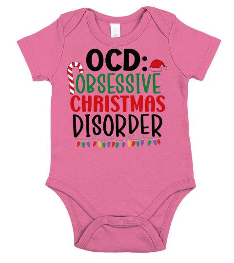 OCD Obsessive Christmas Disorder Christmas Quotes Short Sleeve Baby One-Piece