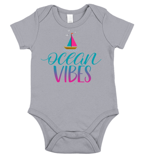 Ocean vibes motivational typography quote script Short Sleeve Baby One-Piece