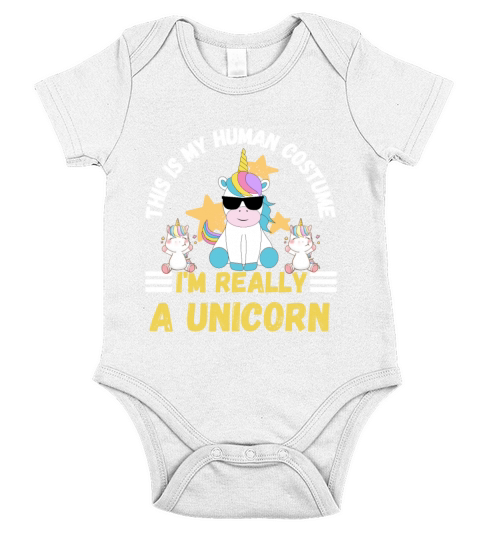 This is My Human Costume Im Really a Unicorn Short Sleeve Baby One-Piece