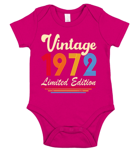Vintage 1972 50th Birthday Fiftieth Gift Short Sleeve Baby One-Piece