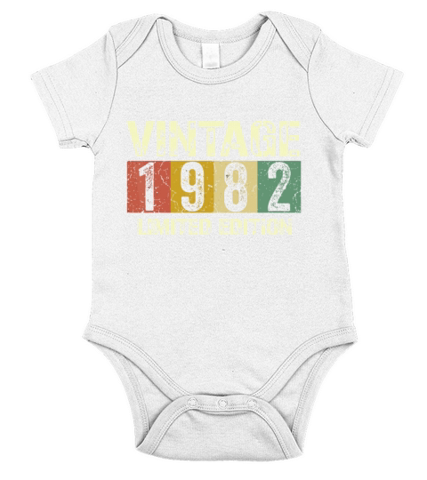 Vintage 40 Birthday Decorations Men 40th BDay 1982 Short Sleeve Baby One-Piece