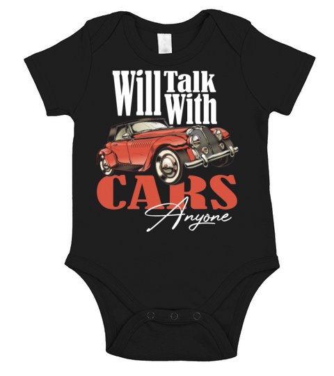Will Talk Cars With Anyone Retro Vintage Design Short Sleeve Baby One-Piece