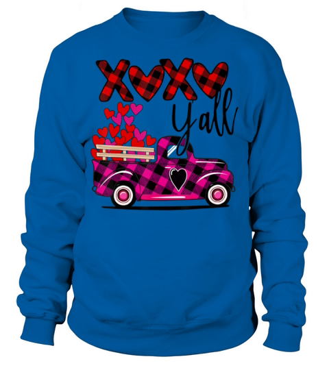 Buffalo Plaid Vintage Truck Heat XOXO Yall Valen Sweatshirt Unisex