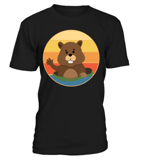 Cute Groundhog Retro Sunset Vintage Animal Lover T-Shirt Unisex