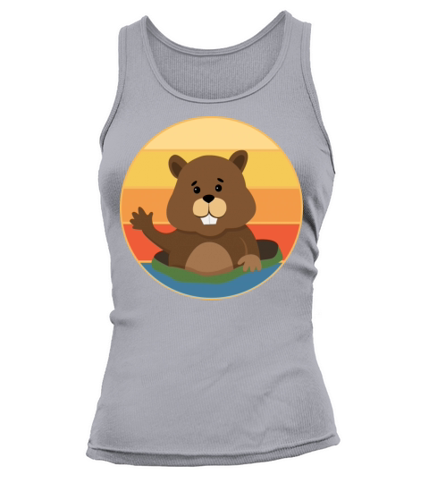 Cute Groundhog Retro Sunset Vintage Animal Lover Tank top Woman