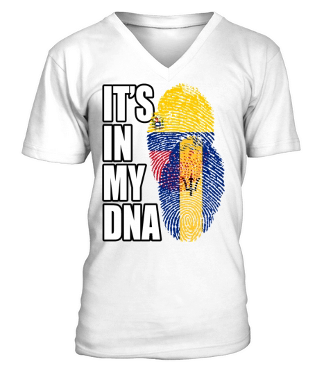Barbadian And Venezuelan Mix Heritage DNA Flag V-Neck T-shirt