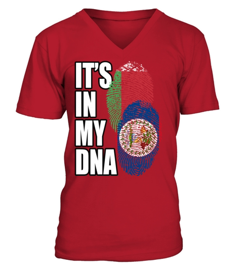 Belizean And Belarusian Mix Heritage DNA Flag V-Neck T-shirt