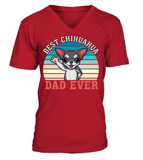 Best Chihuahua Dad Ever Retro Vintage Sunset V-Neck T-shirt