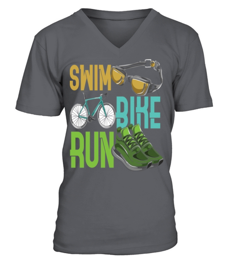 Children Triathlet Swim Bike Run Triathlon V-Neck T-shirt