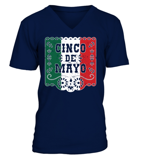 Cinco de Mayo Garland Mexican Flag Minimalist Vint V-Neck T-shirt