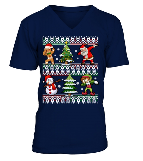 Dabbing Santa Elf Snowman Gingerbread Christmas V-Neck T-shirt