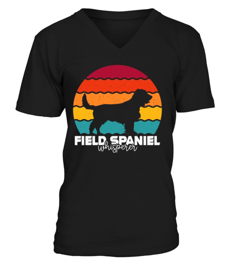 Field Spaniel Whisperer Retro Vintage V-Neck T-shirt