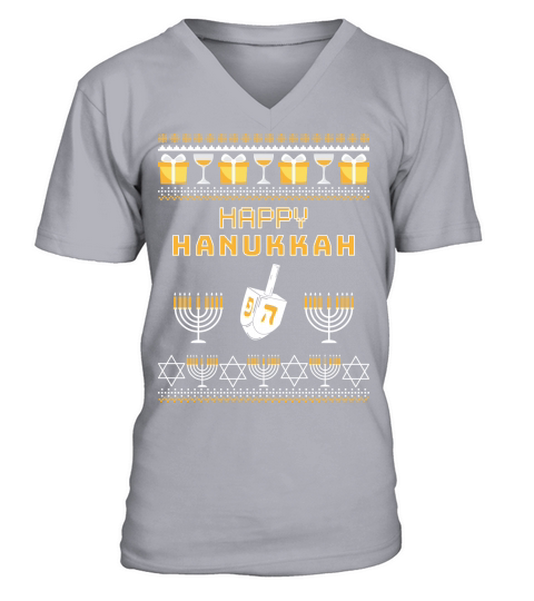 Happy Hanukkah Ugly Sweater Christmas V-Neck T-shirt