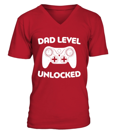 Mens Dad Level Unlocked Gamer Soon To Be Father V-Neck T-shirt