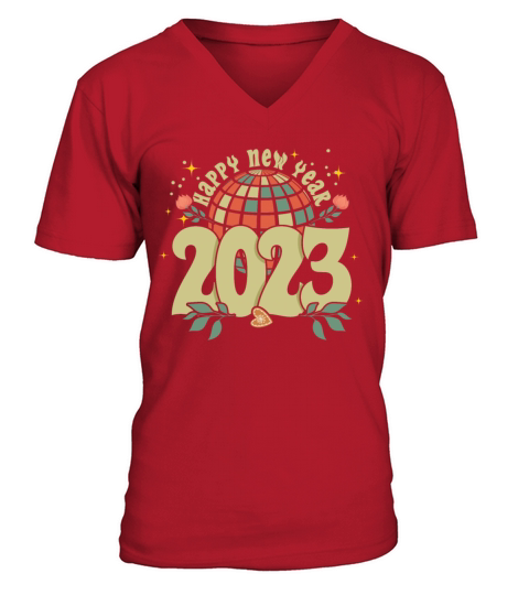 Retro 2023 Hello 2023 Groovy New Year Vintage V-Neck T-shirt