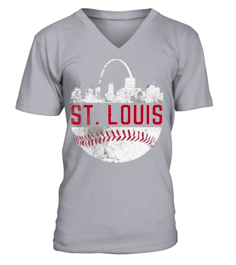 Vintage City Skyline Retro Baseball Fan St Louis F V-Neck T-shirt