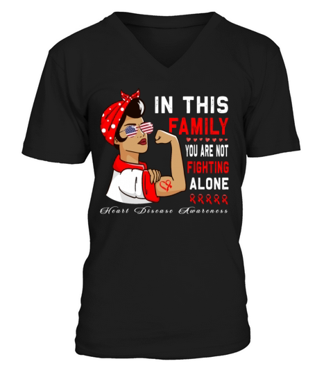 Wear Red Ribbon Heart Disease Awareness V-Neck T-shirt