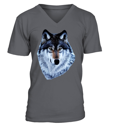 Wolf artwork design predator face imprint V-Neck T-shirt