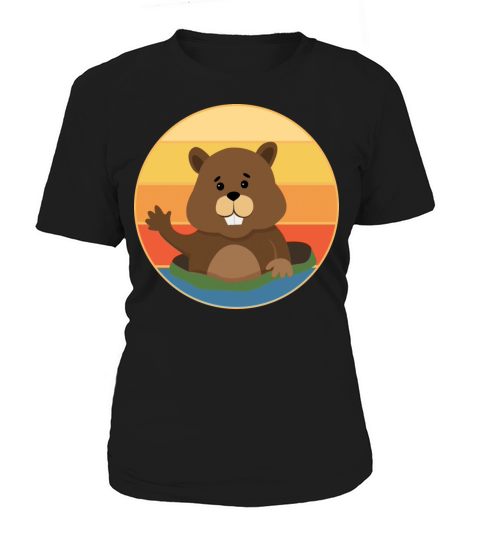 Cute Groundhog Retro Sunset Vintage Animal Lover Women's T-Shirt